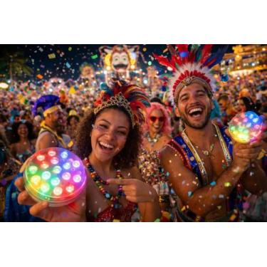 Imagem de Kit 2 Luz Led RGB Controle Remoto Pilha Ventosa Carnaval festa casa