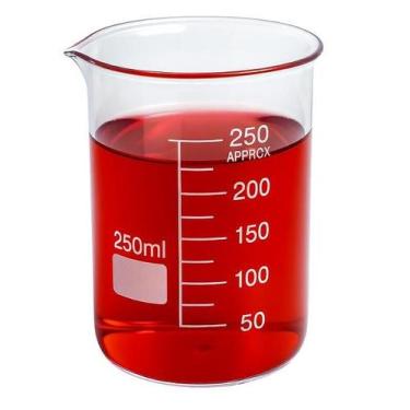 Imagem de Béquer de Vidro Forma Baixa Graduado 250 mL para preparo, mistura e aq