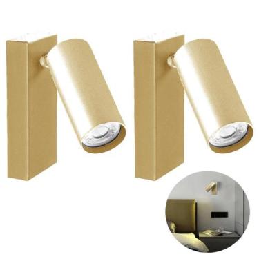 Imagem de Kit 2 Arandela Dourada Direcionável Leitura Cabeceira Mr11 - Acende A 