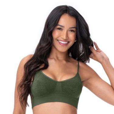 Imagem de Sutiã com Bojo Removível sem Costura Jacquard Bruma Floral Alcaparra -