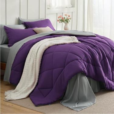 Imagem de Juego de Edredón Bedsure Tamaño King Reversible Morado 7 Piezas