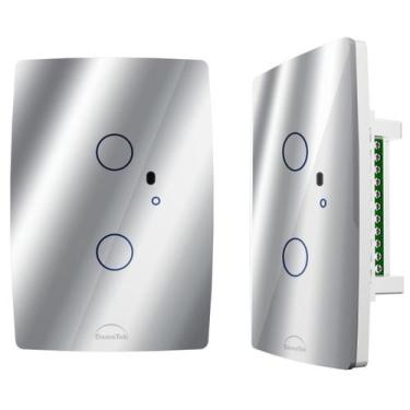 Imagem de Interruptor Touch Inteligente 2 Tecla WI-FI Diamond Dometek, Prata