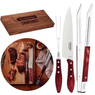 Imagem de Kit Jogo Trinchante P/ Churrasco Lâminas Aço Inox Tramontina