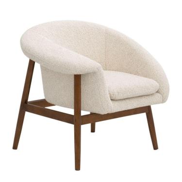 Imagem de Poltrona Decorativa Yumi Base Madeira Braço Direito Bouclé Off White - Nexta Casa