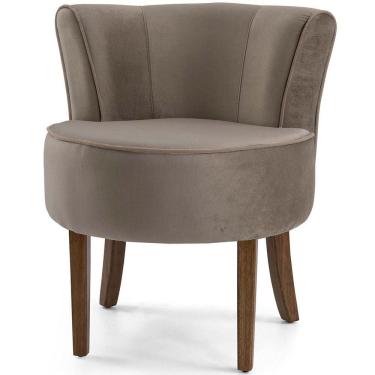 Imagem de Poltrona Decorativa Para Sala De Estar Olivia Pés Fixa Veludo Marrom Claro - Nexta Casa