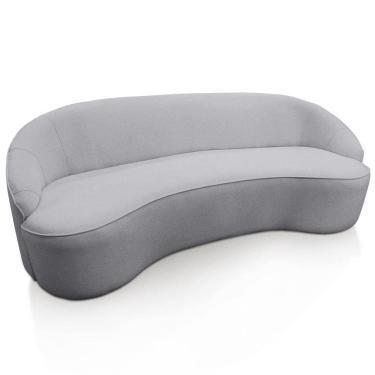 Imagem de Sofá Curvo Montserrat 210cm 03 Lugares Lona Cinza Claro - Nexta Casa