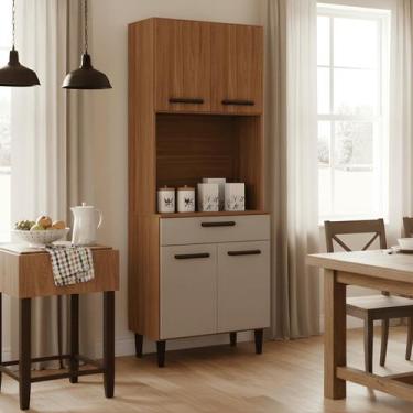 Imagem de Armário De Cozinha Compacto Malu 4 Portas 1 Gaveta Multiuso - Mobigu, 