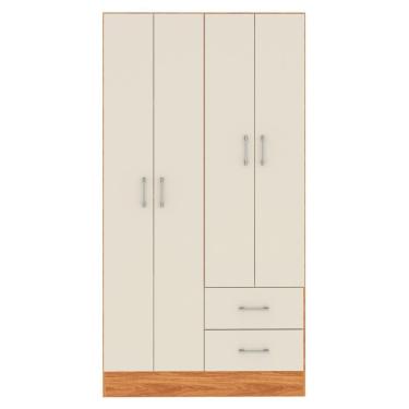 Imagem de Guarda Roupa Solteiro 4 Portas 2 Gavetas Panama 170cm RP4020 Cor Cinamomo/Off White - Fellicci Móveis