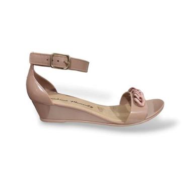 Imagem de Sandália Anabela Moda vzt Janahina Morena Conforto Ind Festa, 35, Bege