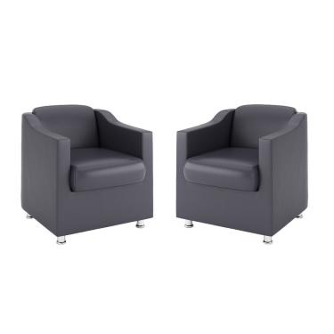 Imagem de Kit 2 Poltronas Para Recepção Clínica Médica Tilla Courino Cinza Balaqui Decor