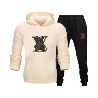 Imagem de Conjunto De Moletom Masculino Com Capuz Estampado, Tecido Macio, Casua