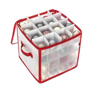 Imagem de Caixa Organizadora De Bolas De Natal Com 64 Divisórias Para Decorações