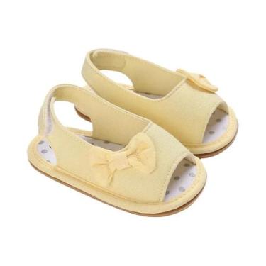 Imagem de Sandálias De Verão Com Laço De Princesa Amarelo Para Bebês De 0 a 18 M