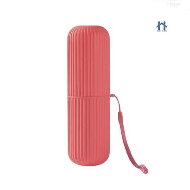Imagem de Estojo Porta Escova e Pasta Dental OEM para Viagem Trabalho e Escola em Plástico Goiaba com Alça Vedado Kit 3 Unidades
