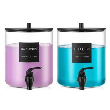 Imagem de Dispensador de detergente para lavanderia TIPGO 3,5 L de vidro, kit co