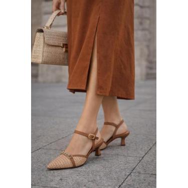 Imagem de Sapato Slingback Feminino Bico Fino Nayre Modas Trançado Confortável
