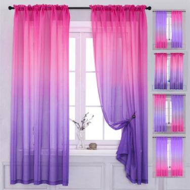 Imagem de Cortinas Yancorp Velo Transparente Rosa Púrpura Degradado 160x160 cm 2