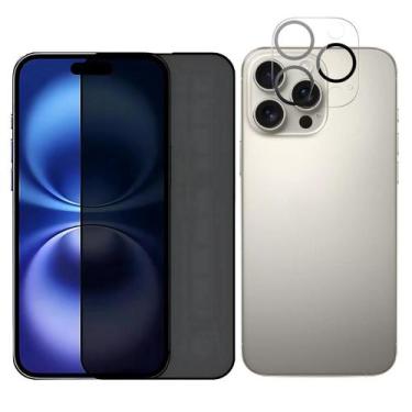Imagem de Kit Película De Privacidade + Câmera Para iPhone 16 Pro Max - Blance