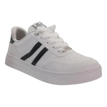 Imagem de Tênis Via Marte Branco Detalhe Listra Preta Estilo Casual COR:BRANCO/P