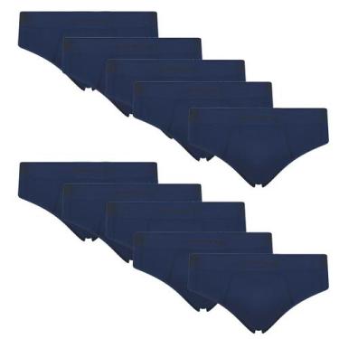 Imagem de Kit 10 Cueca Selene Microfibra Masculina Slip sem costura, Azul, GG