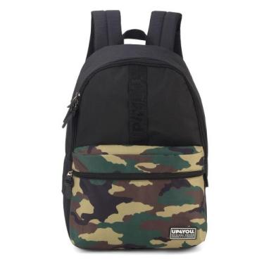 Imagem de Mochila Juvenil De Costas Passeio Escolar Camuflada Up4you, Preto