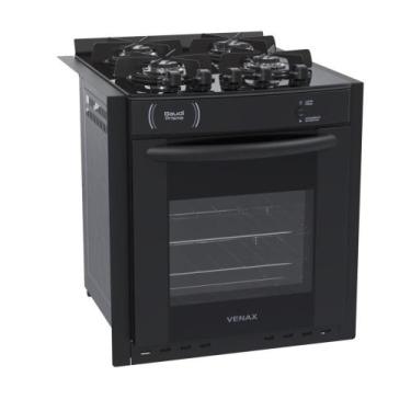 Imagem de Fogao a Gas de Embutir 4 Bocas Venax Gaudi Prisma Vitreo Preto, Bivolt