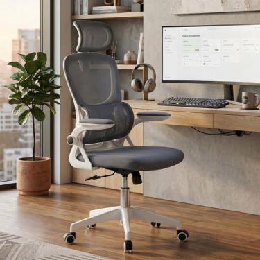 Imagem de Cadeira De Escritório Ergonômica Giratoria Ajuste Lombar Tecido Respir