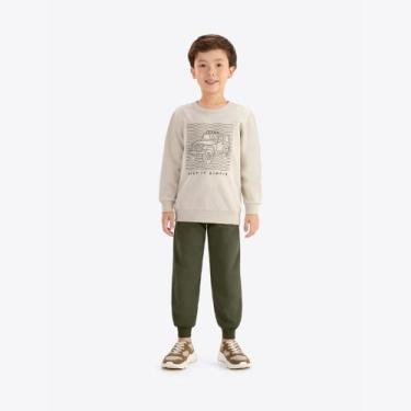 Imagem de Conjunto Infantil Menino Moletom Manga Longa 2 Peças Rovitex, Bege, 04