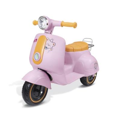 Imagem de Triciclo Elétrico Infantil Avespa 6V Rosa Motoneta com Som de Motor Mú