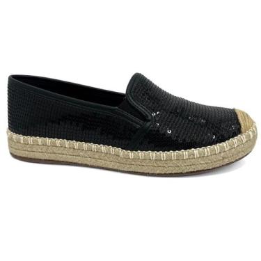 Imagem de Sapatilha Valentina Espadrille Bordada 392387 Preto, 35, Preto