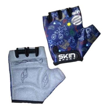 Imagem de Luva Infantil Masculina Bicicleta Bike Gel Skin Kids Azul - Skin Sport