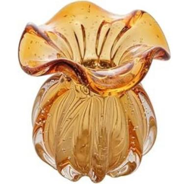 Imagem de Vaso de Vidro Estilo Murano Âmbar Decorativo 13cm Elegante - Wolff