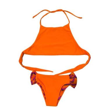 Imagem de Conjunto Biquini Cropped Amarração Bombom Tanga Juvenil Dupla Face Ars