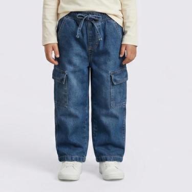 Imagem de Calça Infantil Menina Jeans Wide Leg Cargo Lordan, Azul, 06