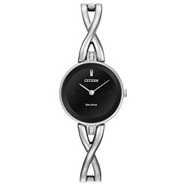 Imagem de Citizen Eco-Drive Axiom Relógio feminino quartzo, aço inoxidável, cristal, prateado (modelo: EX1420-50E)