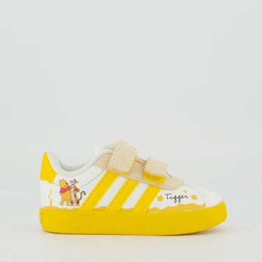 Imagem de Tênis Adidas VL Court Winnie CF Infantil Off White e Laranja, 25