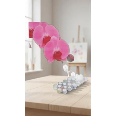 Imagem de Kit Pintura Numerada Orquídea Rosa Tela 40x50cm - Congratulations Stor