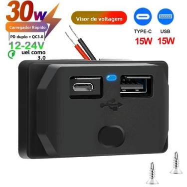 Imagem de Adaptador De Tomada Para Carro 12V 24V Com 2 Ou 4 Portas PD QC3.0 Para