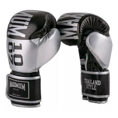 Imagem de Luvas de Boxe Muay Thai MMA OZ Prata e Preto Maximum, Prata, Preto, 14
