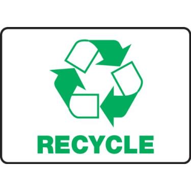 Imagem de Accuform Placa adesiva de reciclagem de vinil Signs MPLR574VS, legenda "Recycle" com gráfico, 12,7 cm de comprimento x 17,8 cm de largura x 0 cm de espessura, verde sobre branco