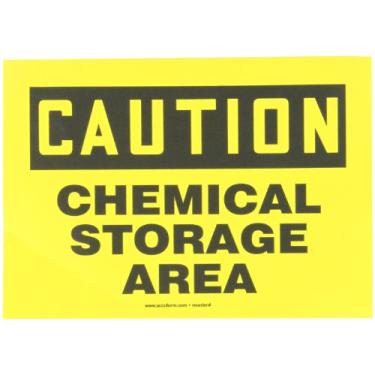 Imagem de Accuform MCHL652VS Placa de Segurança de Vinil Adesivo, Legend"Caution Chemical Storage Area", 18 cm de comprimento x 25 cm de largura x 0 cm de espessura, preto sobre amarelo
