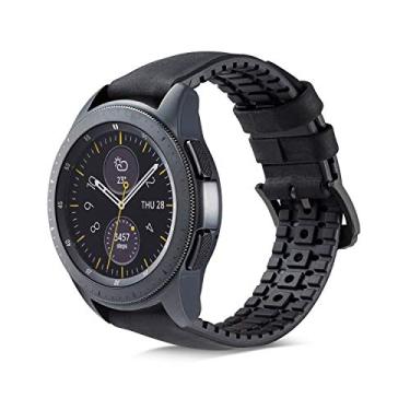 Imagem de Pulseira 22mm Couro Híbrida compatível com Samsung Galaxy Watch 3 45mm - Galaxy Watch 46mm - Gear S3 Frontier - Amazfit GTR 47mm - Amazfit GTR 2 e 3 PRO - Marca LTIMPORTS (Preto)
