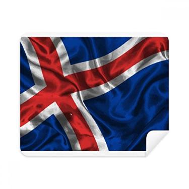 Imagem de Pano de limpeza de tela com textura de seda da bandeira da Islândia 2 peças tecido de camurça