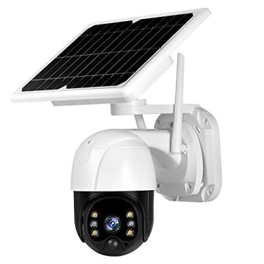 Imagem de Câmera de segurança sem fio movida a energia solar 4G / WIFI externa, Pan Tilt Câmera doméstica inteligente com painel solar colorido, visão noturna, detecção de movimento e áudio bidirecional (WIFI)
