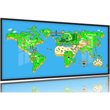 Imagem de Quadros Decorativos Mapa Mario Bros Jogo Quarto130x60 Moldura Preta 2x2