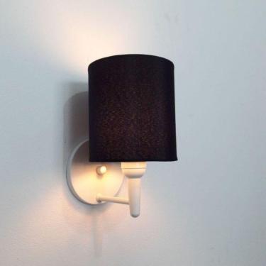 Imagem de Arandela Cilindrica Base Branco Tecido 14x15cm Preto Bivolt