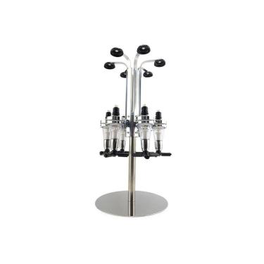 Imagem de Porta Bebidas Dispenser Bar Butler Whisky Pinga Vodka Dosador Giratório Aço Inoxidável Para 6 Garrafas