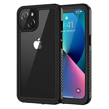 Imagem de Lanhiem Capa para iPhone 13, IP68, à prova d'água, à prova de poeira, à prova de choque, com protetor de tela integrado, capa protetora frontal e traseira selada para iPhone 13, 6,1 polegadas (preto)