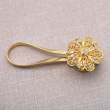 Imagem de Fivela de Cortina Magnética Fivela de Cortina Bola de Gravação Cortina Clipe de Cortina de Joias Flor Decoração de Casa, Dourado