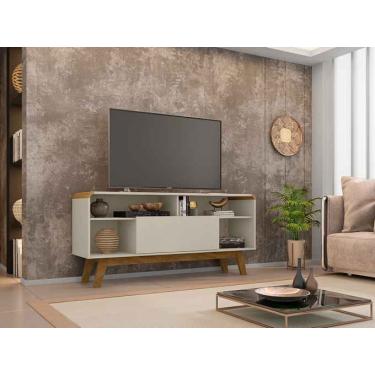 Imagem de Rack Lazuli em Madeira Branco Off-White para TV até 55 Polegadas Móveis Bechara